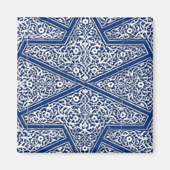Persian tile pattern - cobalt blue and white magnet (Front)