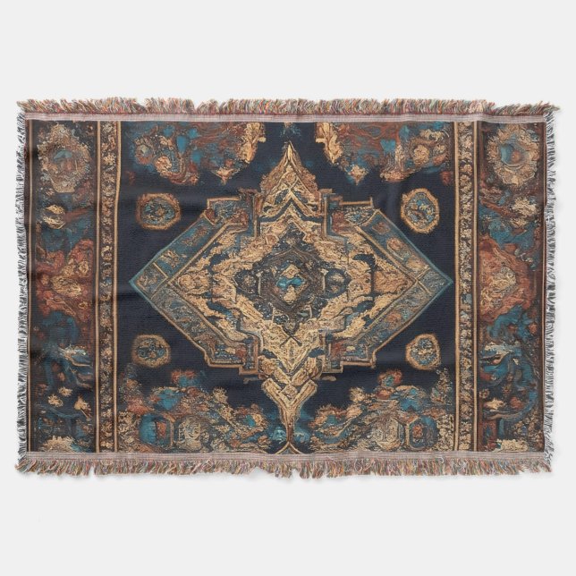 Persian Trendy Beautiful Old Pattern Collection Throw Blanket (Front)
