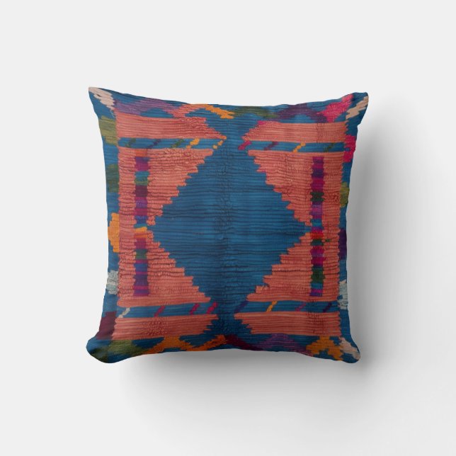 Persian & Turkish Blue Kilim Rug Pillows: A Fusion Cushion (Front)