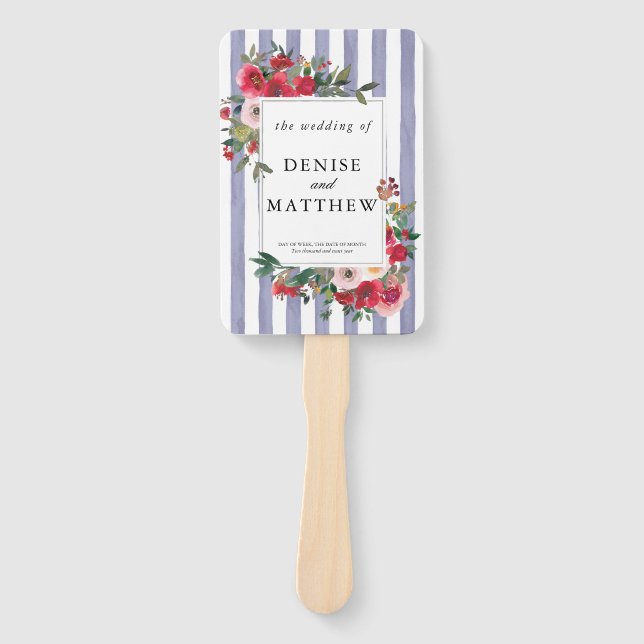 Persian Violet Wedding Invitation Hand Fan (Front)