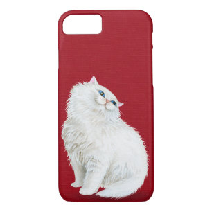 Persian white cat on red iPhone 8/7 case