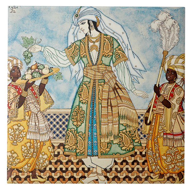 “Persian Women” Illustration by Ivan Bilibin Ceramic Tile (Front)