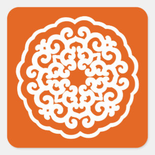 Persimmon Asian Moods Mandalla Square Sticker