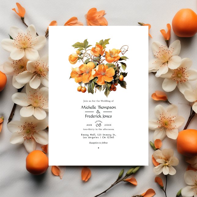 Persimmon Floral Wedding Invitation (Creator Uploaded)