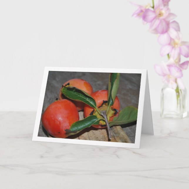 Persimmon Fruit Portrait Card (Orchid)