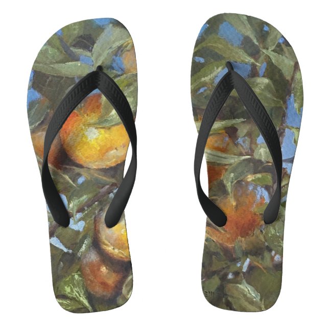 Persimmon Fruit Tree Beautiful Original Artwork Thongs (Footbed)