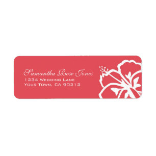 Persimmon Hibiscus Flowers Custom Address Return Address Label