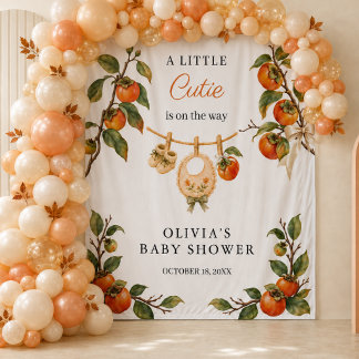 Persimmon Little Cutie Baby Shower Backdrop Tapestry