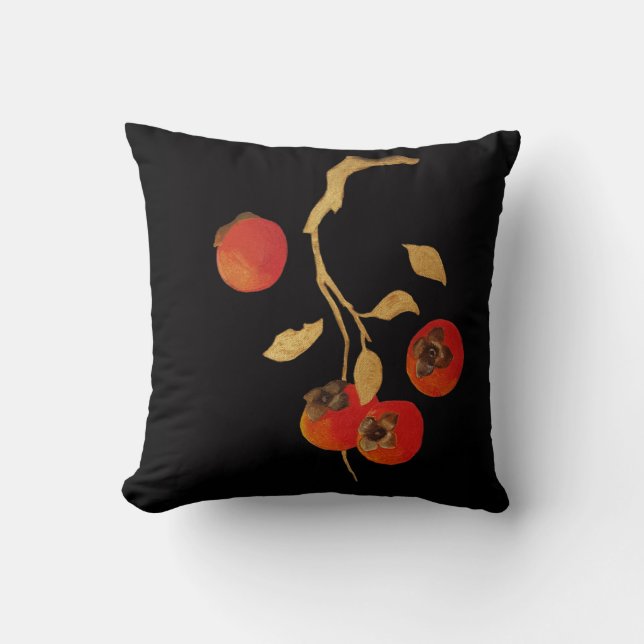 Persimmon with golden branch cushion (Front)