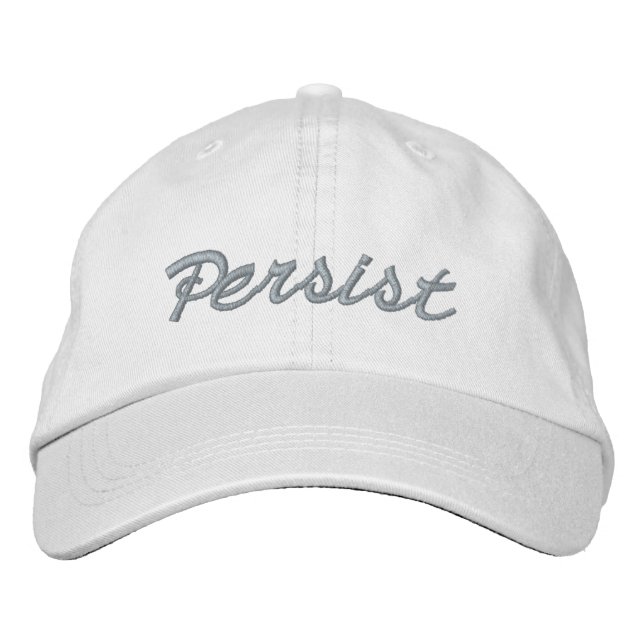Persist light pink white script cute embroidered hat (Front)