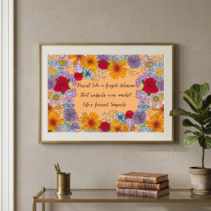 Persist Like a Fragile Blossom Motivational Quote Poster