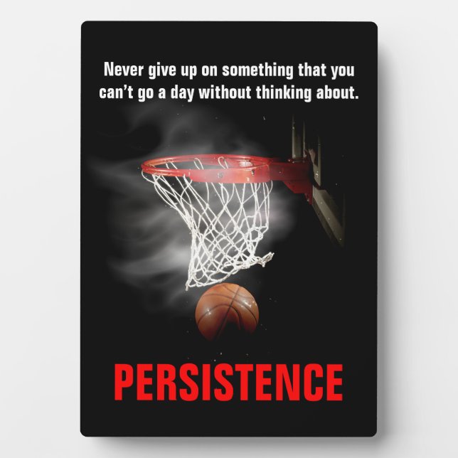 Persistence Basketball Inspirational Motivational Plaque (Front)