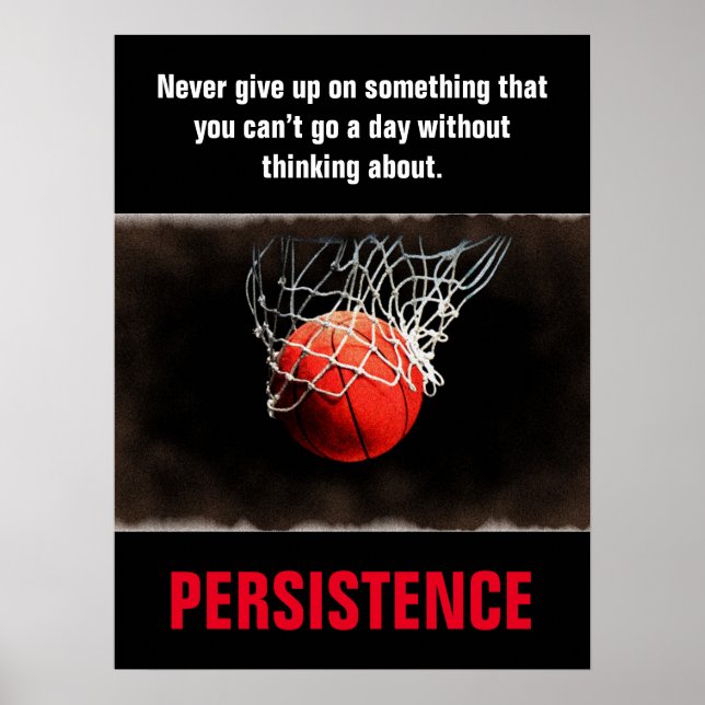 Persistence Basketball Inspirational Motivational Poster (Front)