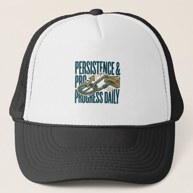Persistence & Progress Daily Motivational Trucker  Hat (Front)