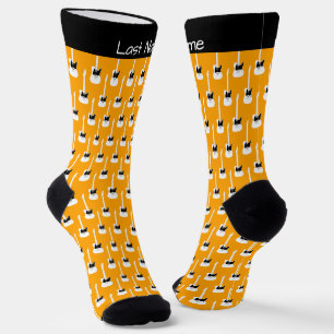 Persoanlizable Electric Guitar Pattern on Yellow Socks