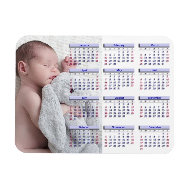 Persoanlize 2017 Mini Refrigerator Magnet Calendar (Horizontal)