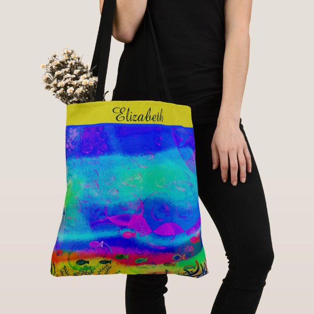 Persoanlized Abstract ocean Tote Bag (Close Up)
