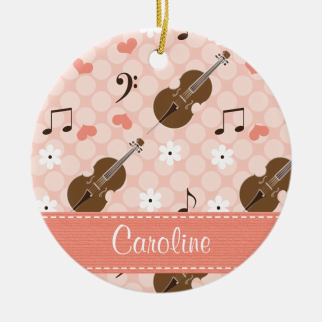 Persoanlized Pink Cello Ornament (Front)