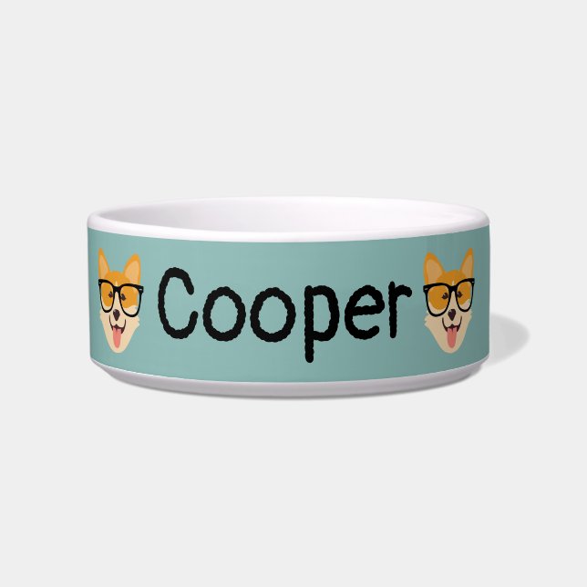 Persolanized Funny Hipster Corgi Bowl (Front)