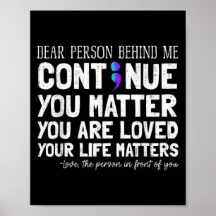 Person Behind Me Suicide Prevention &amp; Depressi Poster