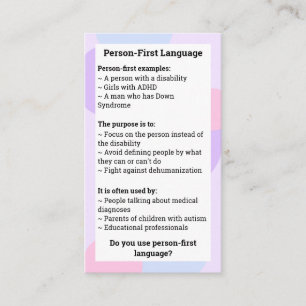 Person First Identity First Comparison Business Card
