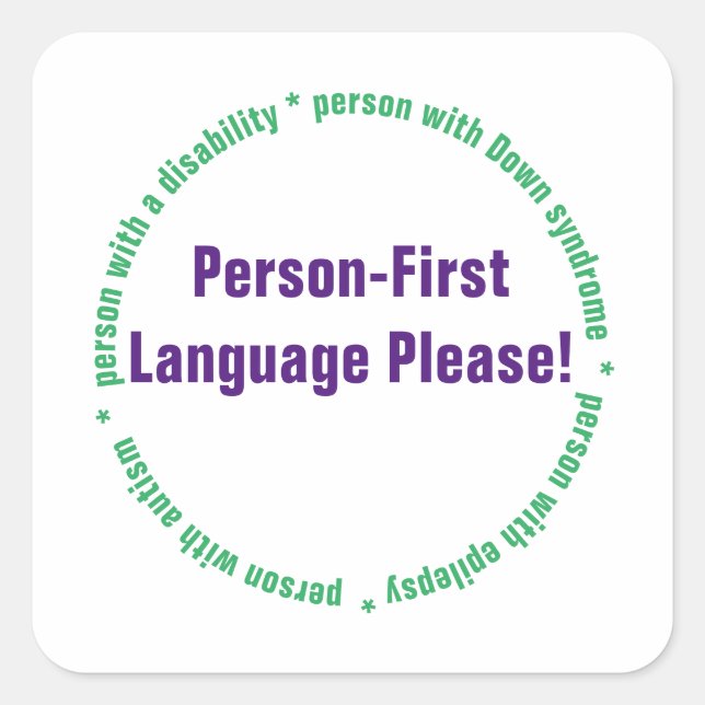Person First Language Square Sticker (Front)