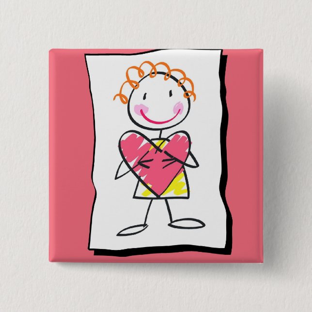 Person Holding Heart Valentine's Day  Button (Front)