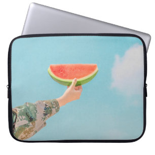 Person holding sliced watermelon laptop sleeve