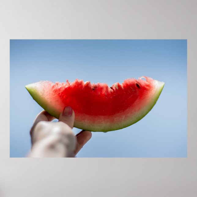 Person holding sliced watermelon poster (Front)