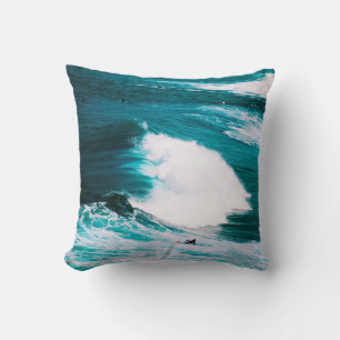 PERSON ON SURFBOARD WITH OCEAN WAVES CUSHION