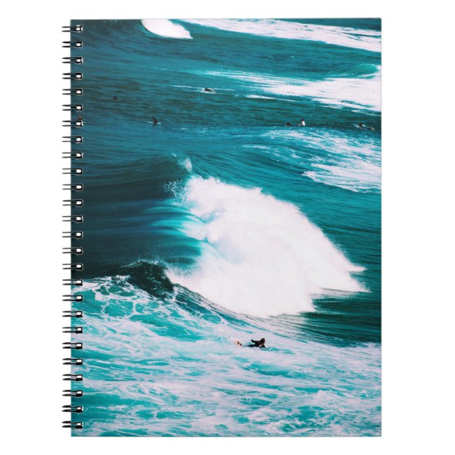 PERSON ON SURFBOARD WITH OCEAN WAVES NOTEBOOK (Front)
