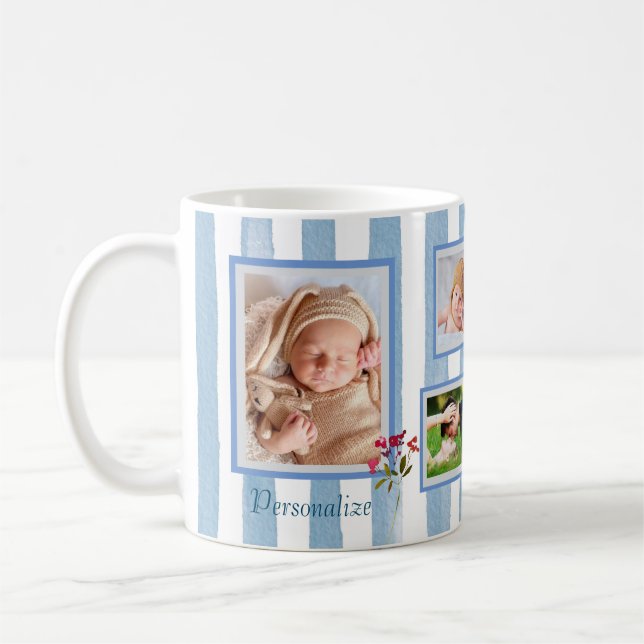 PERSON PET TRAVEL STRIPES EASY 6 PHOTO COLLAGE    COFFEE MUG (Left)