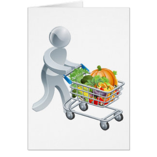Person pushing trolley with vegetables