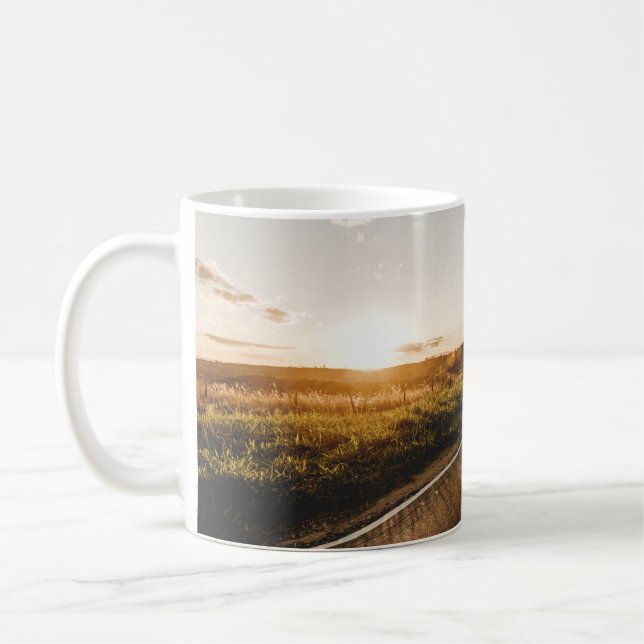 Person running in road in the morning coffee mug (Left)