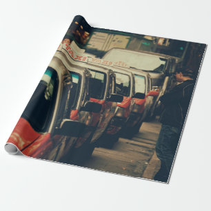 PERSON STANDING NEAR PARKED TAXI DURING DAYTIME WRAPPING PAPER