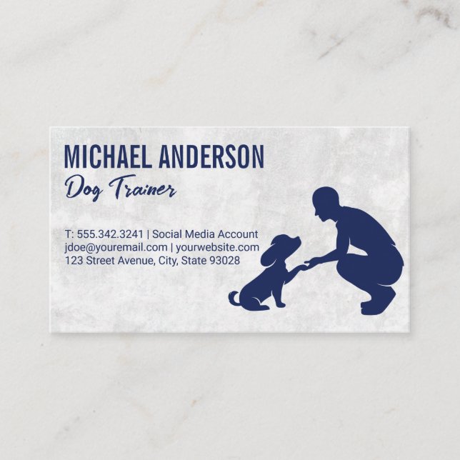 Person Training Puppy | Animal Trainer Business Card (Front)