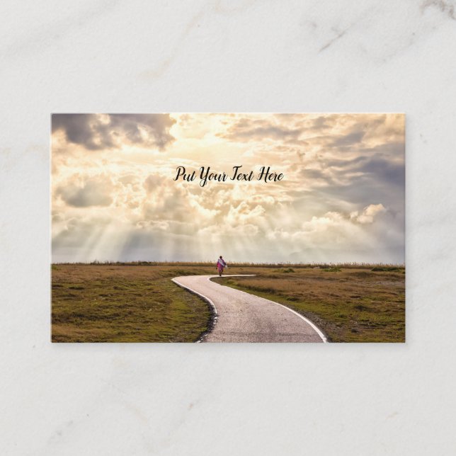 Person walking path pathway into horizon business card (Front)