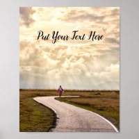 Person walking path pathway into horizon