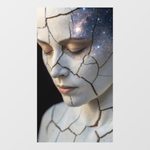 person with a cracked porcelain face revealing