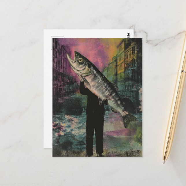 Person With a Giant Fish Postcard (Front/Back In Situ)