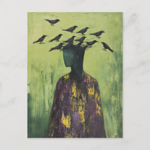 Person With Birds on Their Head Postcard