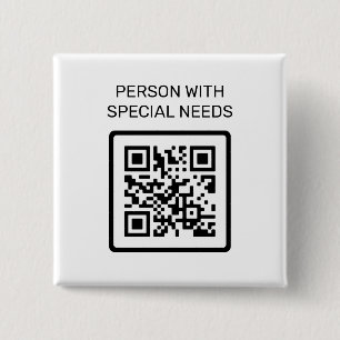 Person With Special Needs QR Code 15 Cm Square Badge