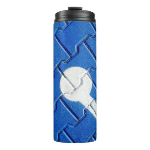 Person with wheelchain marked on purple pavement thermal tumbler