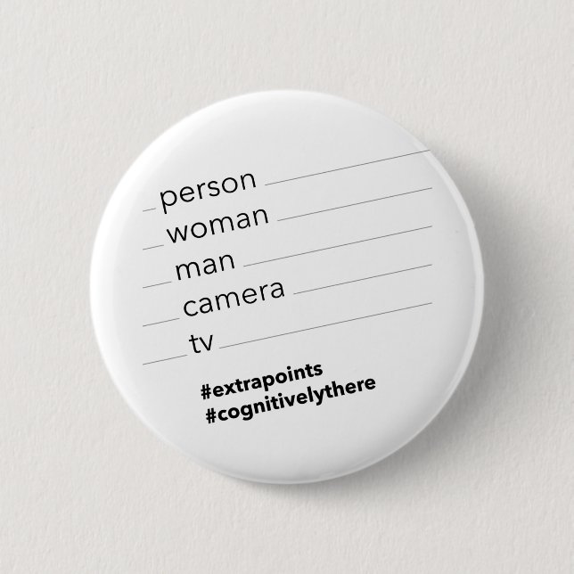 person woman man camera tv 6 cm round badge (Front)