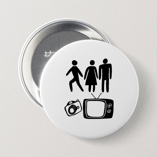 Person Woman Man Camera TV 7.5 Cm Round Badge (Front & Back)