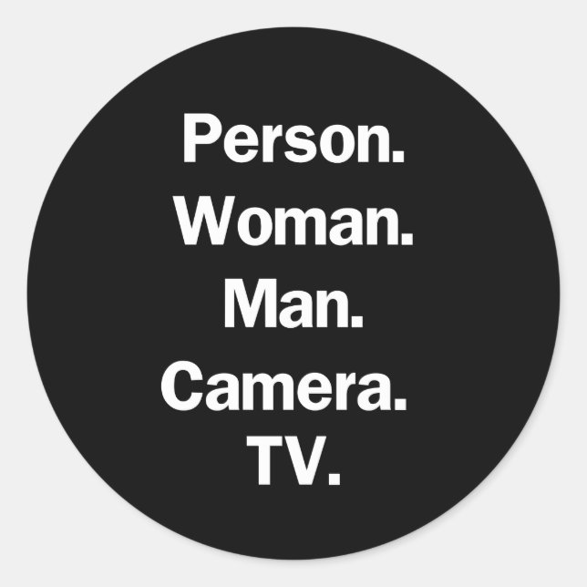 Person. Woman. Man. Camera. TV. Classic Round Sticker (Front)