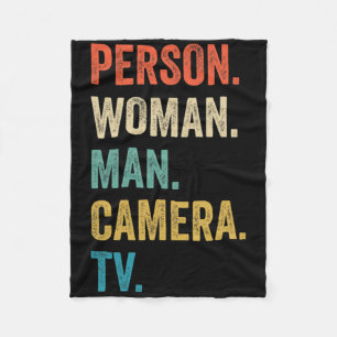 Person Woman Man Camera Tv Cognitive Test Trump Fleece Blanket