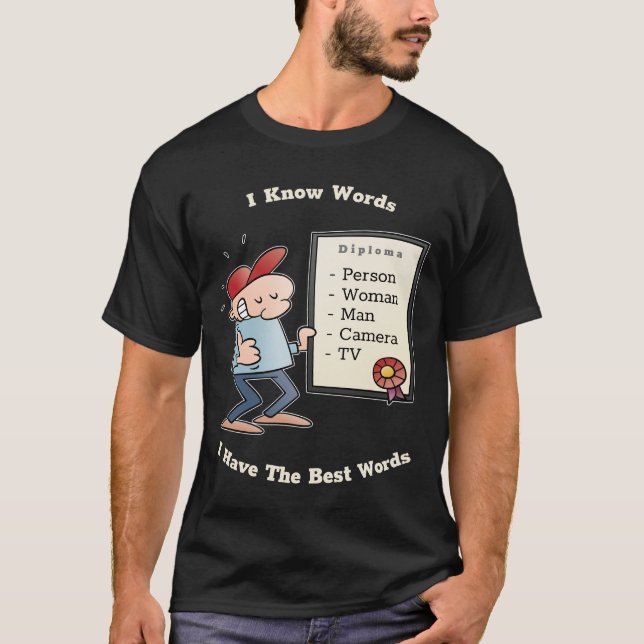 Person Woman Man Camera TV Funny Cartoon Diploma T-Shirt (Front)