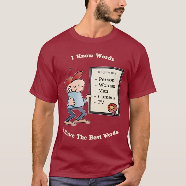 Person Woman Man Camera TV Funny Cartoon Diploma T-Shirt (Front)