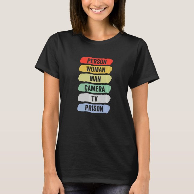 Person Woman Man Camera TV Prison   T-Shirt (Front)
